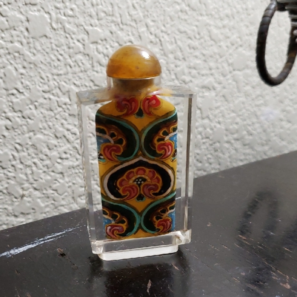 Handcrafted Yellow Art Glass Bottle